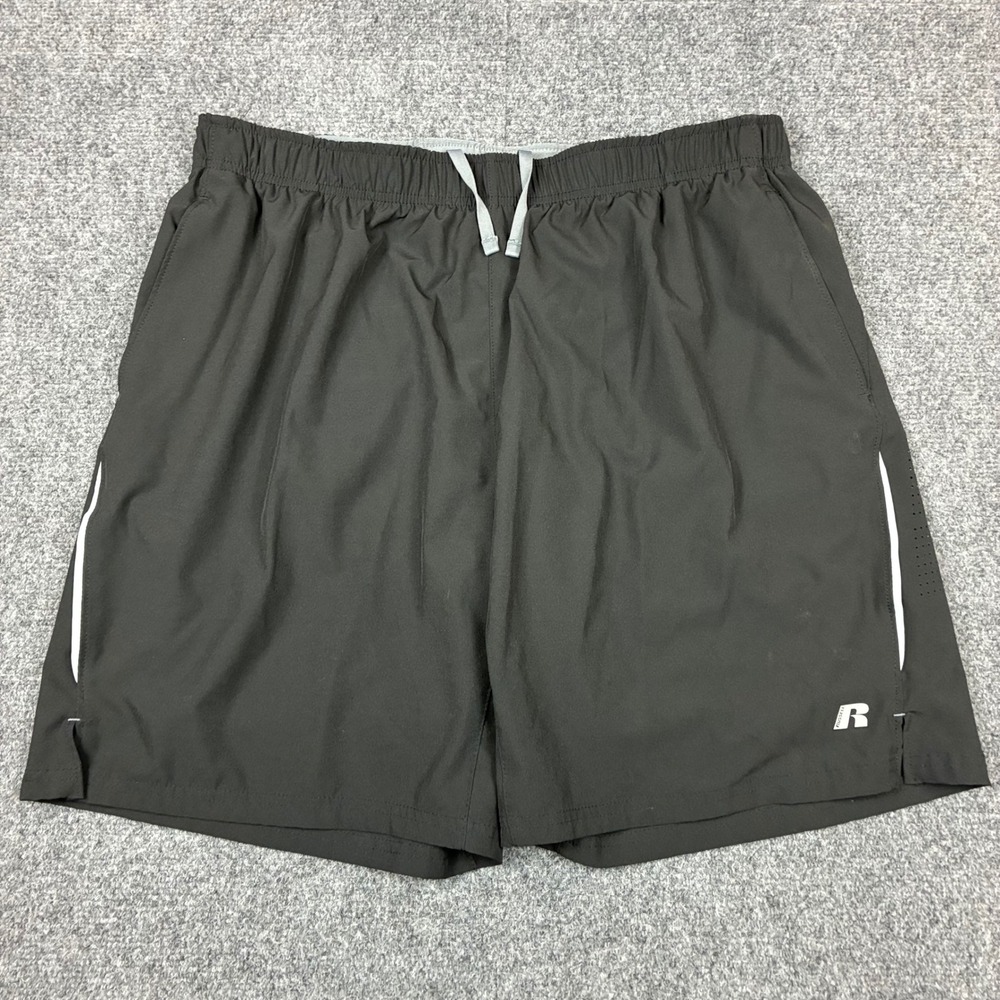 Russell Mens Training Fit Shorts Black Dri-Power 360 Odor Protection Size Large